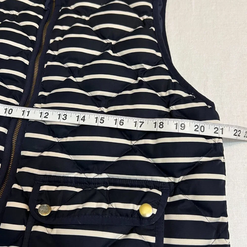 J. Crew Women's Vest Jacket Full Zip Dark Navy Stripes Size XL - Picture 5 of 7